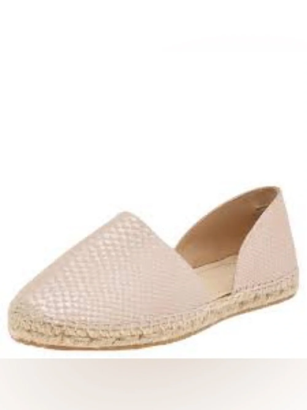 JIMMY CHOO Beige Pearl Embossed Snakeskin Leather Dreya D'Orsay Flat Espadrilles